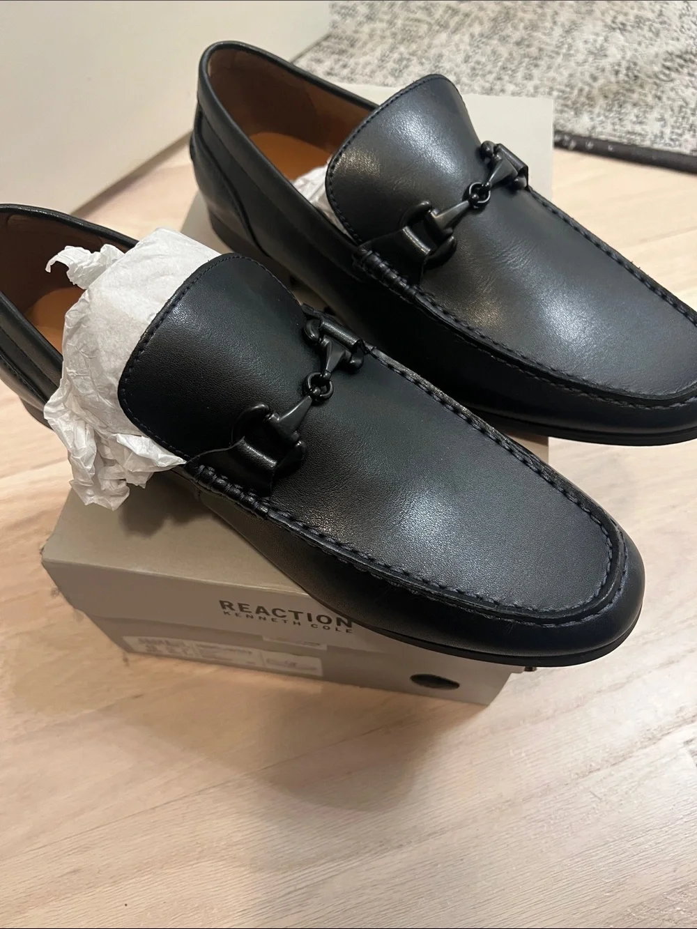 Kenneth Cole Reaction Black Leather Bit Loafers